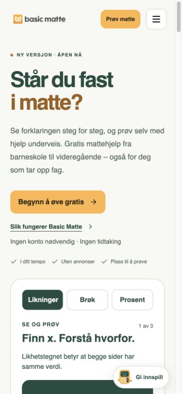 Basic Matte på mobil, 5. oktober 2026